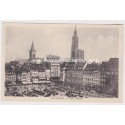 Carte postale Place Kléber Strasbourg, 1920, tramway et voitures - carte postale Alsace,