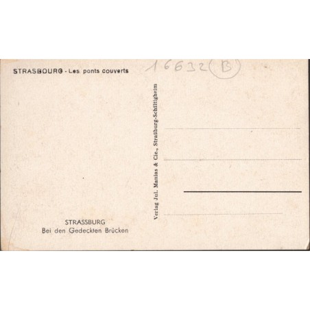 Carte postale les Ponts Couverts, Bei den Gedeckten Brücken, Strasbourg, 1920 - Petite France, Alsace, Strasbourg, Bas-Rhin,