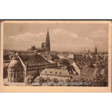 Carte postale Strasbourg, vue générale, Opéra de Strasbourg, Cathédrale, 1920 - Alsace, Strasbourg, Bas-Rhin, vieux Strasbourg,