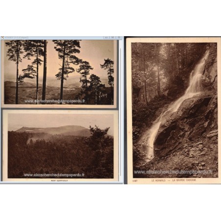 Les Vosges, 3 cartes postales, Hohwald grande cascade, Mont Sainte-Odile, Andlau forêt , 1920 - Alsace,  forêt vosgienne,