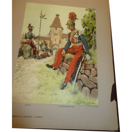 88 planches, Les garnisons d'Alsace au 19e siècle, Fritz Kieffer, 1911 - uniformes militaires , gravures, armée,