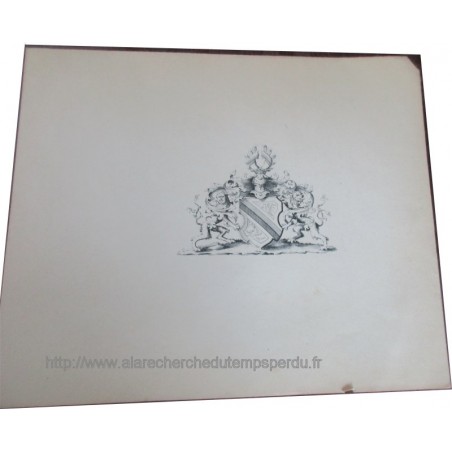 Lithographie Blason de Strasbourg par A. Münch, 1871, dimensions 11,5 cm - héraldique Alsace, Siège de Strasbourg 1870