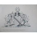 Lithographie Blason de Strasbourg par A. Münch, 1871, dimensions 14 cm - héraldique Alsace, Siège de Strasbourg 1870
