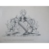 Lithographie Blason de Strasbourg par A. Münch, 1871, dimensions 14 cm - héraldique Alsace, Siège de Strasbourg 1870