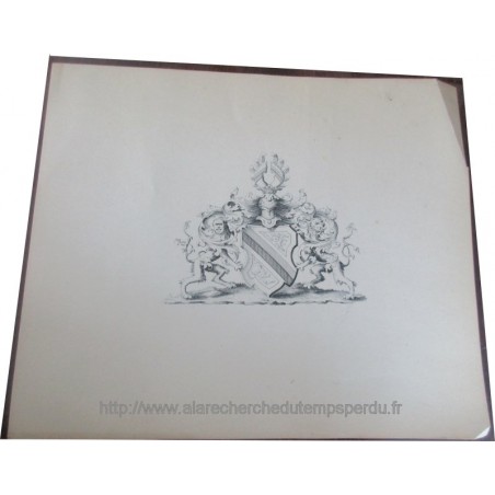 Lithographie Blason de Strasbourg par A. Münch, 1871, dimensions 14 cm - héraldique Alsace, Siège de Strasbourg 1870