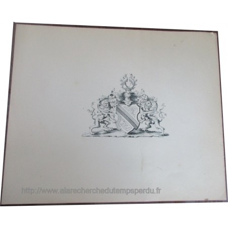 Lithographie Blason de Strasbourg par A. Münch, 1871, dimensions 12,5 cm - héraldique Alsace, Siège de Strasbourg 1870