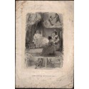 Estampe, Milton dictant ses vers à ses deux filles, Ferdinand Delannoy, Gustave Staal - Paradis Perdu, Chateaubriand