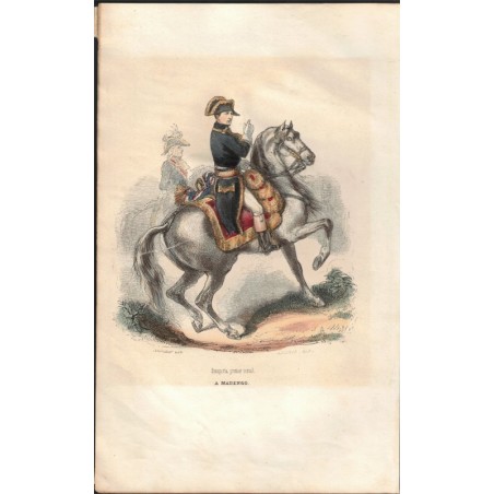 Estampe Bonaparte, premier Consul à Marengo, par Vernier et Lacoste, XIXe s. - Bonaparte, Napoléon Ier, Consulat,