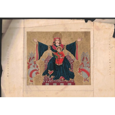 Héliogravure, Sainte Patronne de de Strasbourg, Sainte Vierge étendant les bras, et l'enfant Jésus, 1880 - héraldique Alsace,