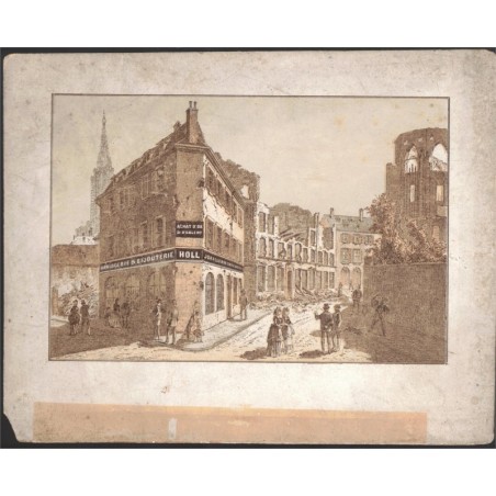 Carte lithographie Siège et bombardement de Strasbourg en 1870,  Orfèvrerie Holl, Münch, 1871 - guerre franco-prussienne,