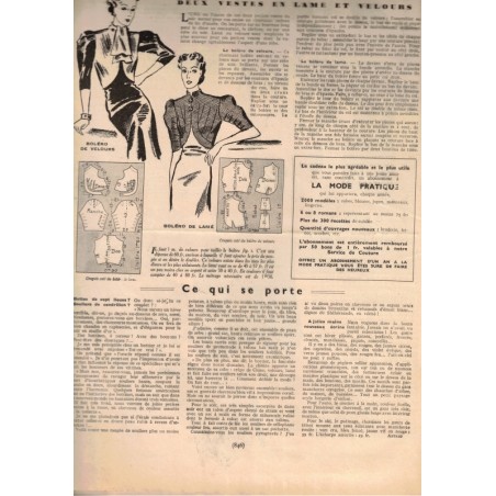 Mode Pratique et Françoise réunies, 21 nov 1936 N°47  - mode 1930, vintage, magazines mode, couture, décoration