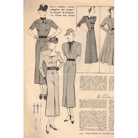Mode Pratique et Françoise réunies, 20 mars 1937 N°12  - mode 1937, vintage, magazines mode, couture