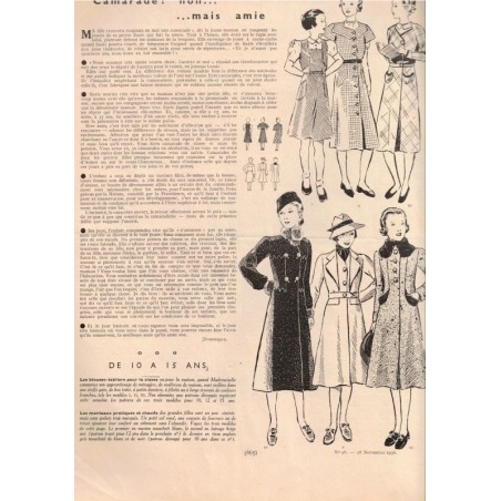 Mode Pratique et Françoise réunies, 28 nov 1936 N°48  - mode 1930, vintage, magazines mode, couture