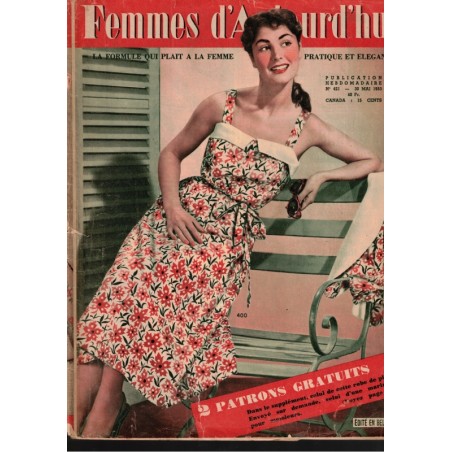 Femmes d'Aujourd'hui 30 mai 1953 n°421 - mode 1950, vintage, magazines mode, couture, tricot, actualités 1950