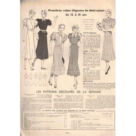 Mode Pratique et Françoise Réunies, 26 déc 1936 N°52  - mode 1930, vintage, magazines mode, couture