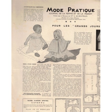 Mode Pratique, layette, 17 nov 1934 N°46  - mode 1930, vintage, magazines mode, couture