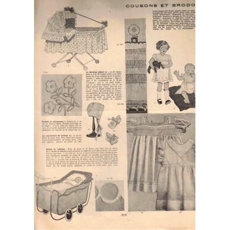 Mode Pratique, layette, 17 nov 1934 N°46  - mode 1930, vintage, magazines mode, couture