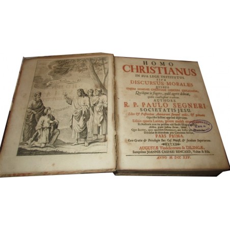 Daté de 1725, Paulo Segneri, Homo Christianus sive Discursus morales, Partie 1 - édition XVIIIe s., latin, théologie,