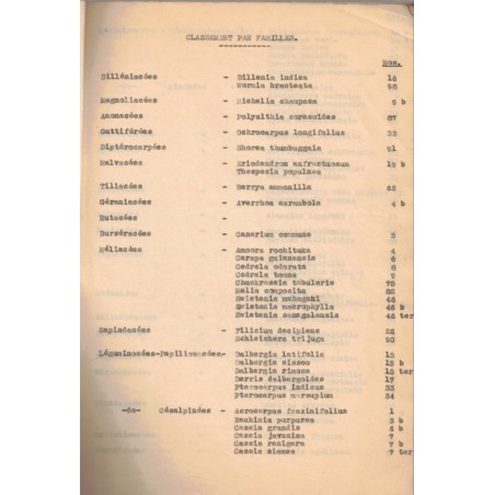 Tapuscrit Pondichéry 1945, Louis Faucheux, arbres utiles arbres d'agrément -, manuscrit, flore, Pondichéry, Indes, botanique,