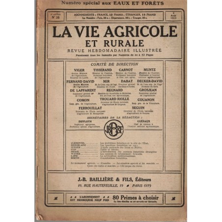 Eaux et forêts, La vie agricole et rurale N°13 1913 - forêts, arbres, revue agricole, botanique,