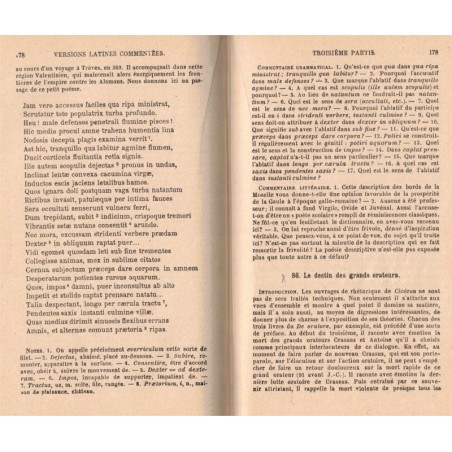 Versions latines commentées, H. Petitmangin, 1942 - classes de Troisième, Seconde, Première, manuels latin