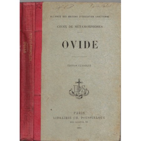 Ovide, choix de Métamorphoses, Abbé Lechatellier, 1900 - manuels latin, littérature latine, mythologie romaine, Rome antique,