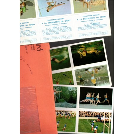A la découverte du sport, champions, techniques, Collection Suchard 1970 - publicité, vignettes à coller, chocolats Suchard,