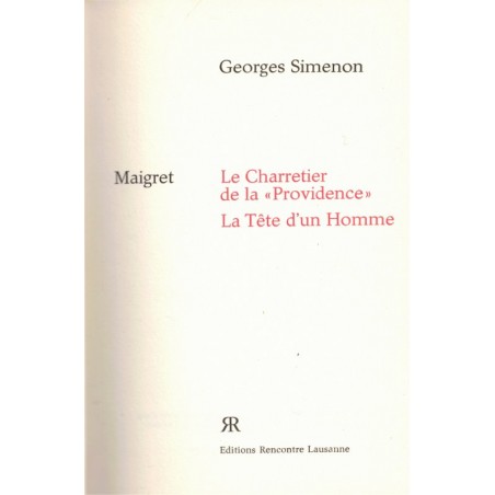 Le Charretier de la Providence, La Tête d'un Homme, Georges Simenon, 1970 - Commissaire Maigret, éclusiers, rouge Rencontre,