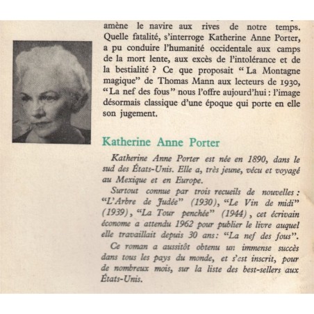 La nef des fous, Katherine Anne Porter, 1963 - montée du nazime, traversée Atlantique, parabole,