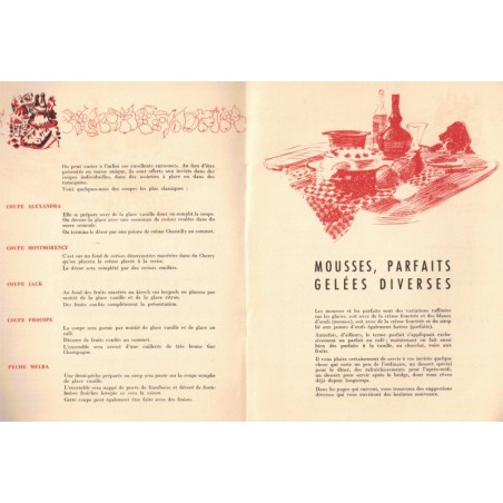 Fines recettes offertes par Frigidaire, 1955 - recettes de cuisine, desserts, ustensiles de cuisine, électro-ménager, publicité,