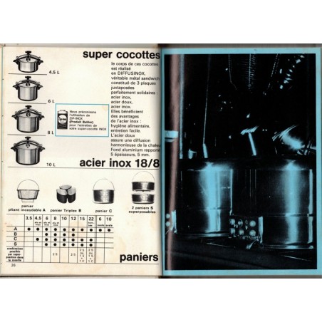 300 recettes SEB, super-cocotte SEB - recettes de cuisine, cuisine rapide, autocuiseur, ustensiles de cuisine 1960, publicité,