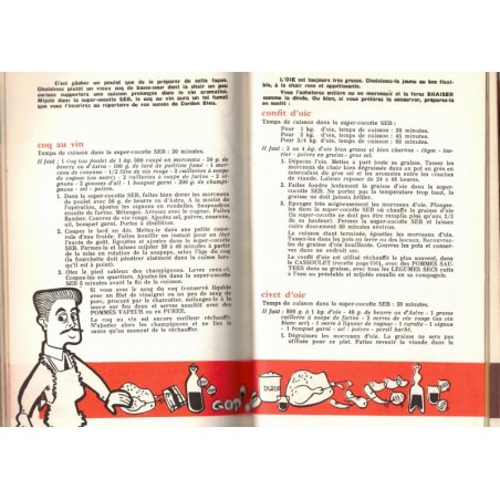 Super-cocotte SEB, Françoise Bernard, 1957 - recettes de cuisine, autocuiseur, ustensiles de cuisine 1960, publicité,