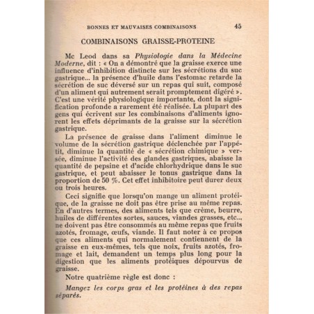 La santé par les combinaisons alimentaires, Herbert Shelton, 1962 - bien-être, diététique,