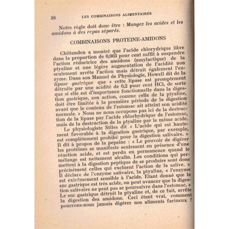 La santé par les combinaisons alimentaires, Herbert Shelton, 1962 - bien-être, diététique,