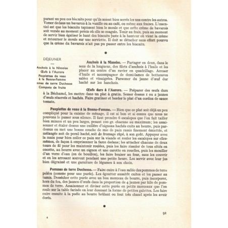 Les menus détaillés de la ménagère, Henri-Paul Pellaprat, 1951 - recettes, cuisine traditionnelle, cuisine fêtes, desserts,