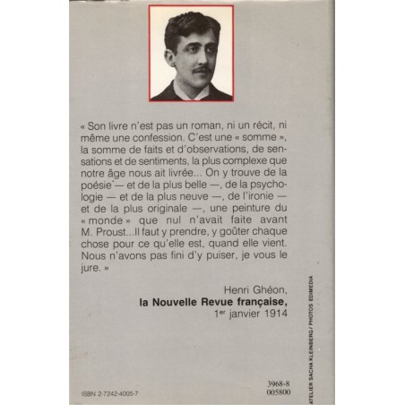 Du côté de chez Swann, T1, A la Recherche du Temps Perdu, Marcel Proust, 1989 - littérature française, souvenirs,