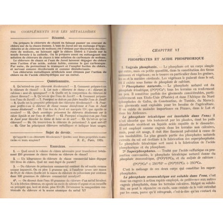 Chimie, brevet élémentaire, Escal, 1929 - manuels de chimie,