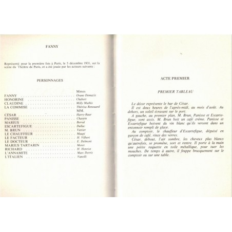 Fanny, film Marcel Pagnol, 1973 - , trilogie marseillaise, Marseille, théâtre XXe s., cinéma, collection Pastorelly,