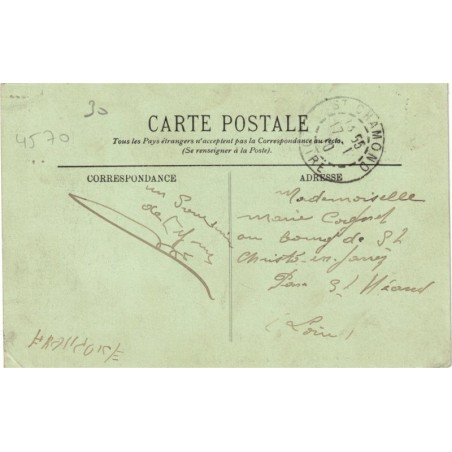 Lyon place Carnot gare Perrache, avec timbre France Semeuse 5 cts vert 1907 - carte postale 69 Rhône, philatélie