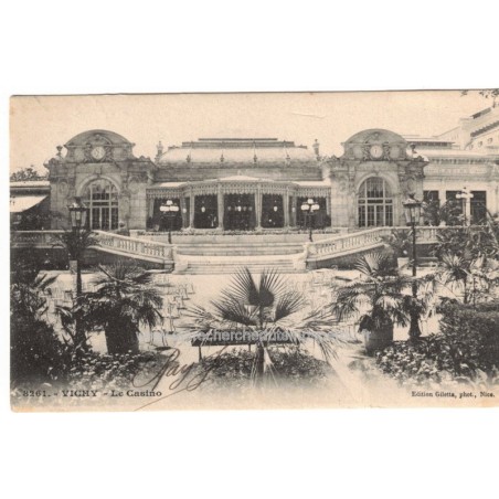 Vichy, le Casino, avec timbre type blanc 5 cts vert 1900 - carte postale 03 Allier, philatélie