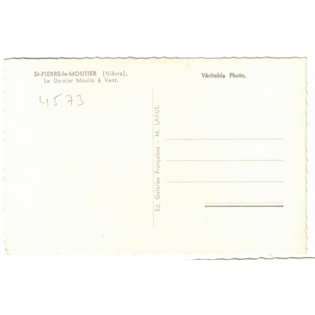 St-Pierre-le-Moutier, le dernier moulin à vent - carte postale département Nièvre 58,