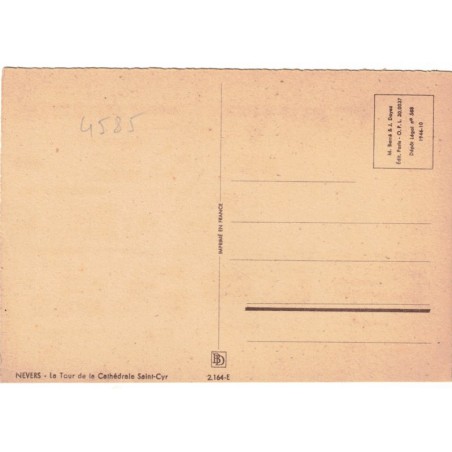 Nevers, la Tour de la Cathédrale Saint-Cyr, Barday Georges Dayez, 1946 -, lithographie, carte postale département Nièvre 58,