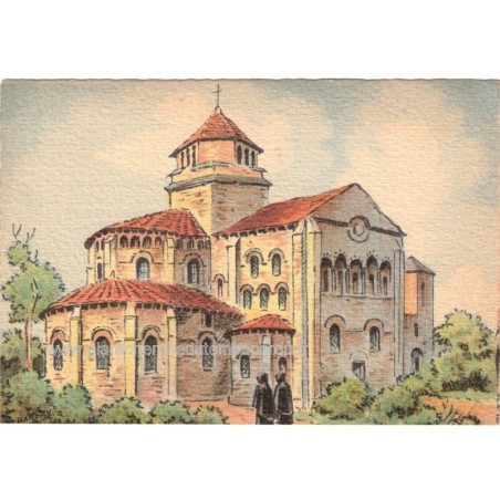 Nevers, l'Eglise Saint-Etienne, Barday Georges Dayez,  -, lithographie, carte postale département Nièvre 58, illustrateur,