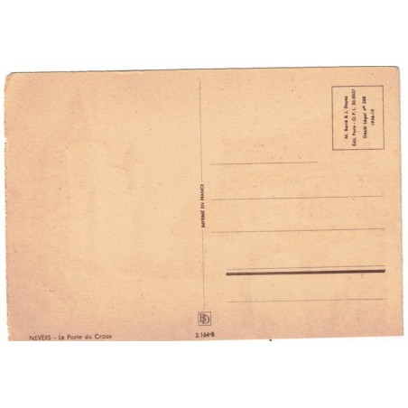 rare! Nevers, la Porte du Croux, Barday Georges Dayez, 1946 -, lithographie, carte postale département Nièvre 58, illustrateurs,