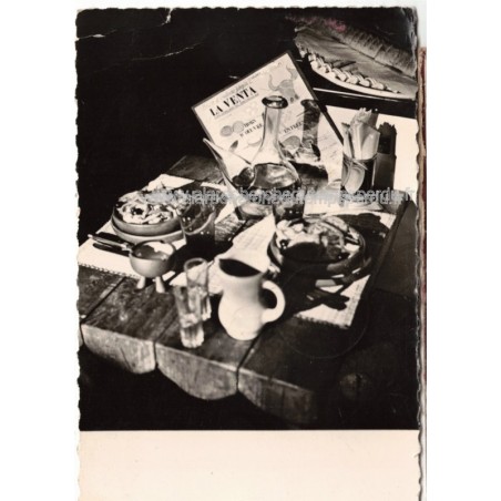 La Venta restaurant, Paris, avec flamme, timbre Quimper 12f 1954 - carte postale 75 Paris, restaurants, philatélie,