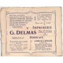 carte publicitaire Imprimerie Delmas Bordeaux, 1920 - département 33 Gironde, publicité,