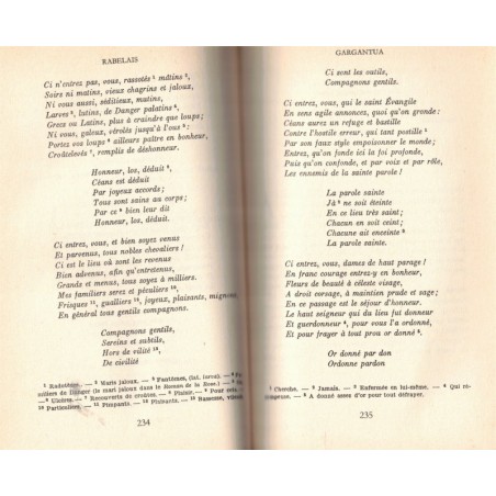 Gargantua, Pantagruel, tome 1, Rabelais, - littérature XVIe siècle, marron éditions Rencontre,