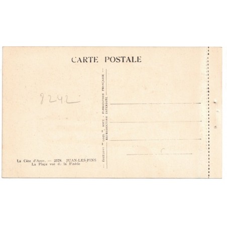 Juan-les-Pins, la plage vue de la Pinède - série Côte d'Azur, collection Loel Nice, carte postale 06 Alpes-Maritimes,
