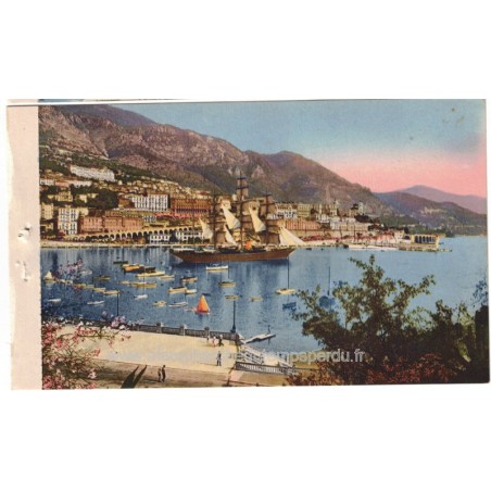 Monte-Carlo, vue de Monaco, - voilier, série Côte d'Azur, collection Loel Nice, carte postale Principauté de Monaco,