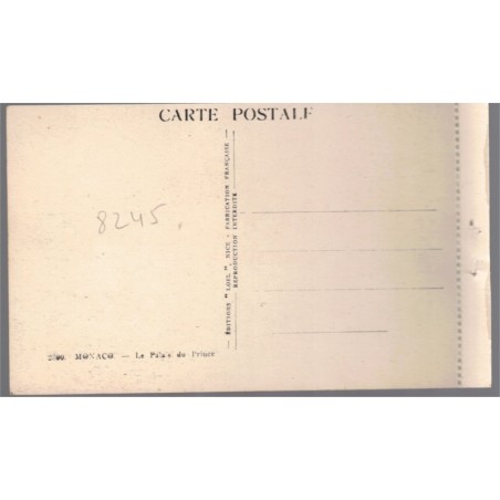 Monaco, le Palais du Prince - série Côte d'Azur, collection Loel Nice, carte postale Principauté de Monaco,